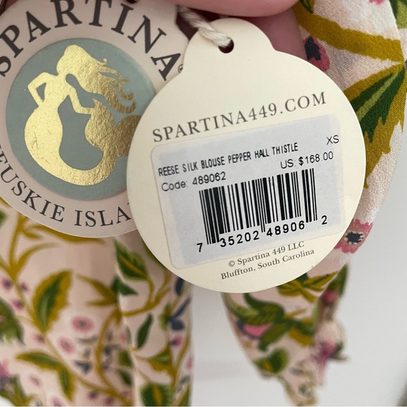 NWT Reese 100% Silk Blouse Pepper Hall Thistle. Floral coastal. 13 - Picture 3 of 11